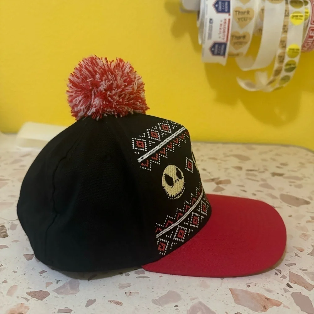 Disney Nightmare Before Christmas‎ Jack Skeleton Print Snapback Cap with Pom Pom